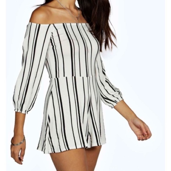black and white jumpsuit boohoo